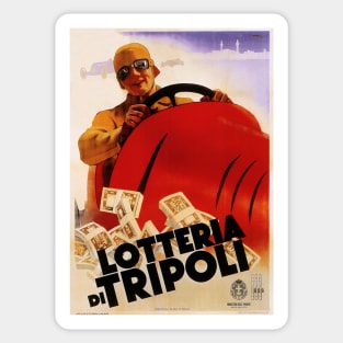 LOTTERIA DI TRIPOLI Auto Racing Retro Italian Lottery Sweepstake Gaming Promotion Sticker